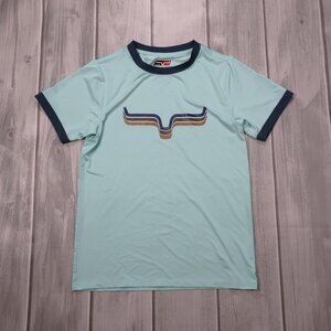 Kimes Ranch Ladies Rhythm Ringer Light Blue T-Shirt